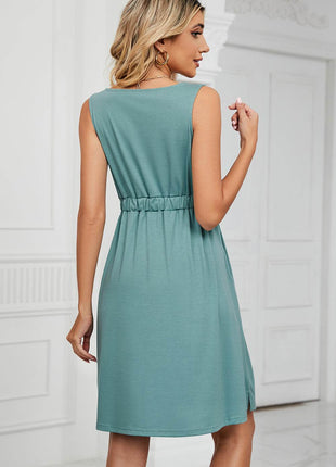 Buttoned Wide Strap Mini Dress - MimiStylez