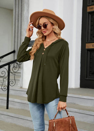 Long Sleeve Hooded Blouse - MimiStylez