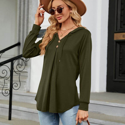 Long Sleeve Hooded Blouse - MimiStylez