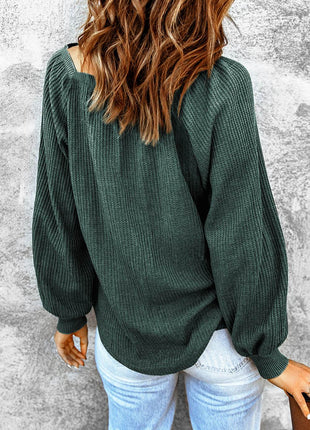 Square Neck Waffle-Knit Top - MimiStylez
