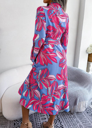 Tied Button Up Long Sleeve Dress - MimiStylez