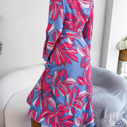 Tied Button Up Long Sleeve Dress - MimiStylez
