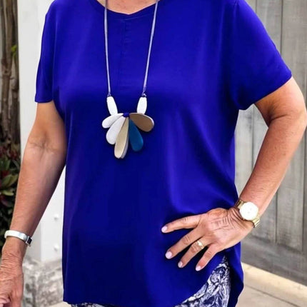Full Size Round Neck Short Sleeve Top and Pants Set Plus Size - MimiStylez
