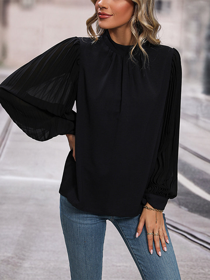 Round Neck Puff Sleeve Blouse