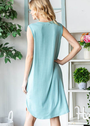 Heimish Full Size Striped Sleeveless V Neck Dress - MimiStylez