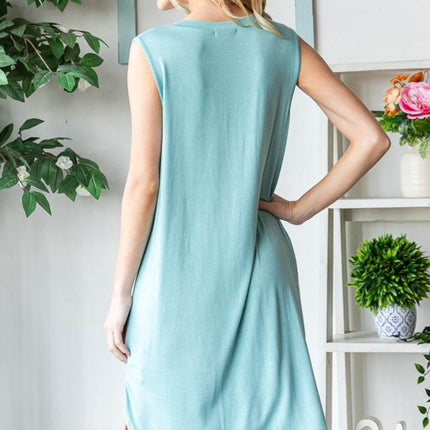 Heimish Full Size Striped Sleeveless V Neck Dress - MimiStylez