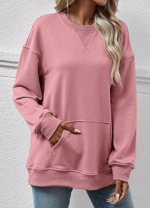 Round Neck Long Sleeve Sweatshirt - MimiStylez
