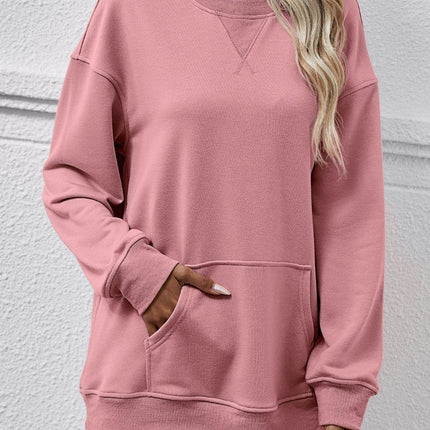 Round Neck Long Sleeve Sweatshirt - MimiStylez