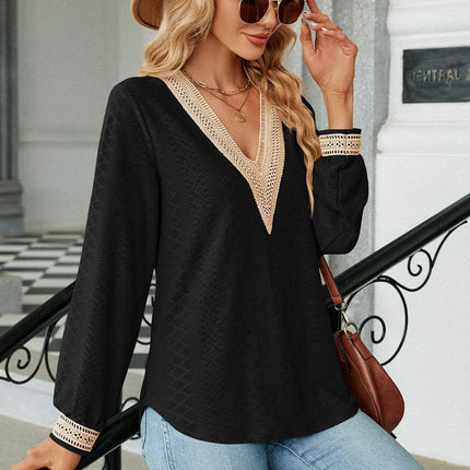 V-Neck Long Sleeve Blouse - MimiStylez