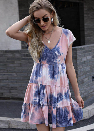 Tie-Dye Ruffle Hem Dress - MimiStylez