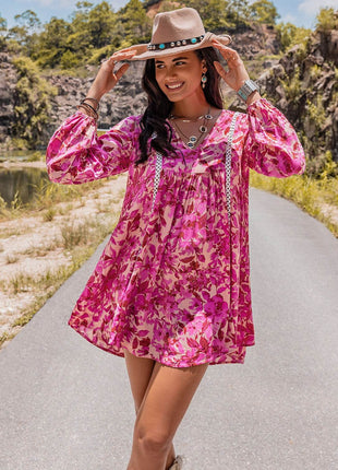 Long Sleeve V-Neck Mini Dress - MimiStylez