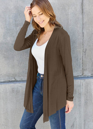 Basic Bae Full Size Open Front Long Sleeve Cardigan - MimiStylez