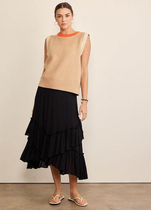 In February Contrast Round Neck Sweater Vest - MimiStylez