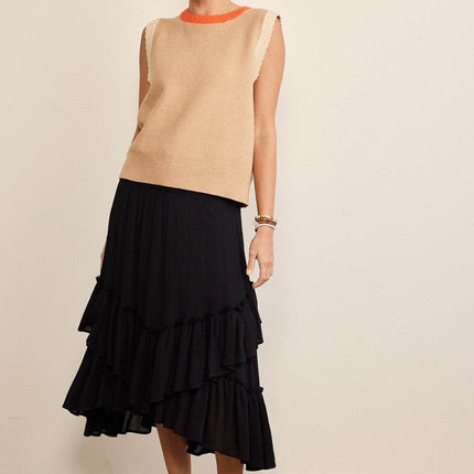 In February Contrast Round Neck Sweater Vest - MimiStylez