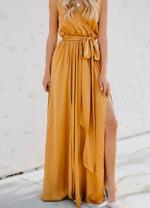 Surplice Tie Waist Maxi Dress - MimiStylez