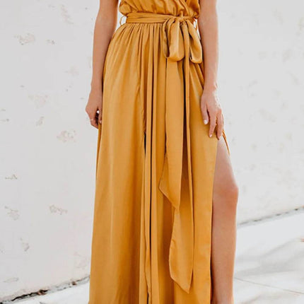 Surplice Tie Waist Maxi Dress - MimiStylez