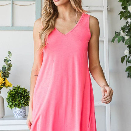 Heimish Full Size V-Neck Mini Tank Dress with Pockets - MimiStylez