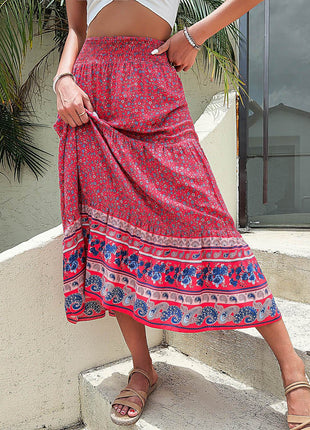 Printed Tiered High Waist Skirt - MimiStylez