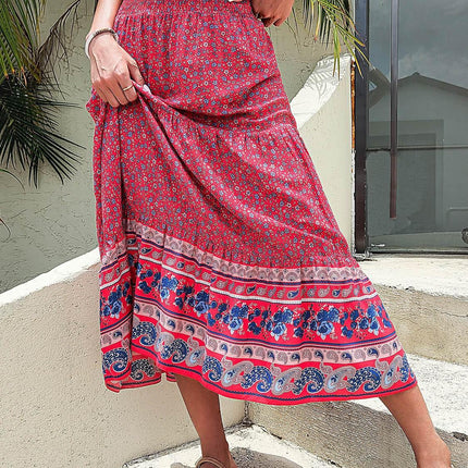 Printed Tiered High Waist Skirt - MimiStylez
