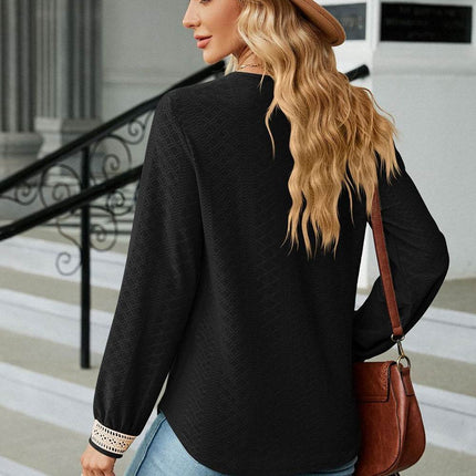 V-Neck Long Sleeve Blouse - MimiStylez