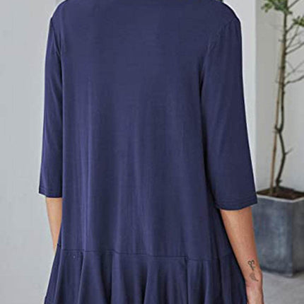 Open Front Three-Quarter Sleeve Cardigan - MimiStylez