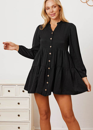 Ruffled Button Up Long Sleeve Tiered Shirt - MimiStylez