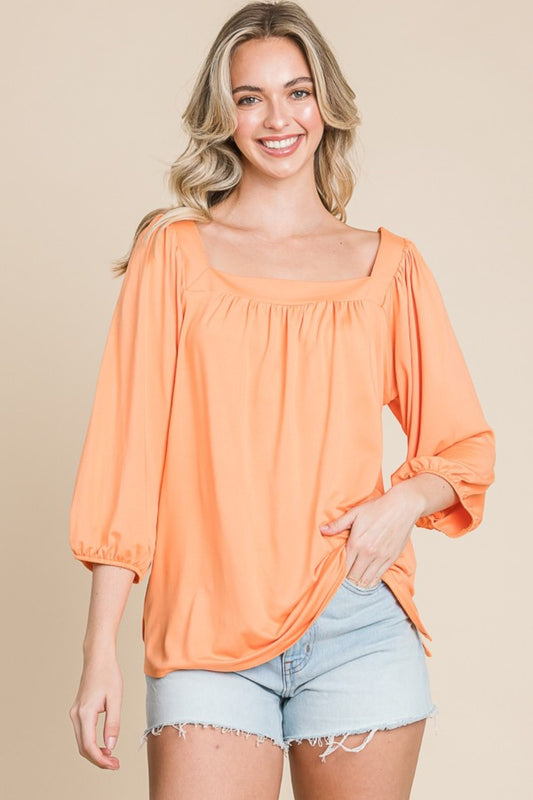 Culture Code Square Neck Puff Sleeve Top