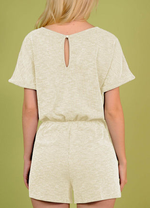 Round Neck Short Sleeve Romper with Pockets - MimiStylez