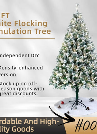 6FT- White Flocked Pre lit Lush Christmas Tree
