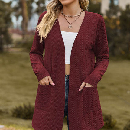 Open Front Long Sleeve Cardigan - MimiStylez