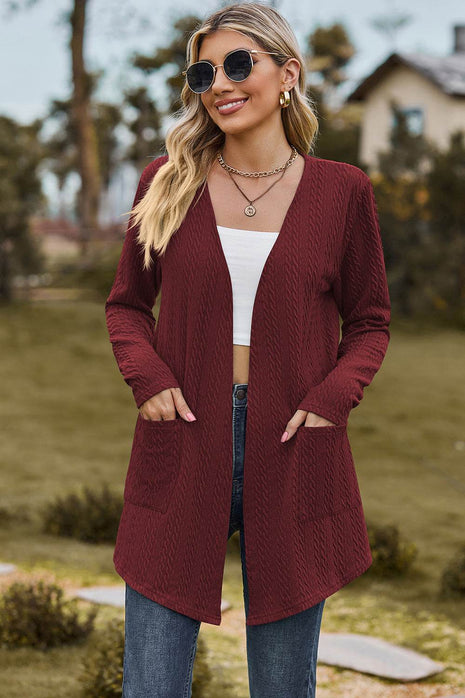 Open Front Long Sleeve Cardigan - MimiStylez
