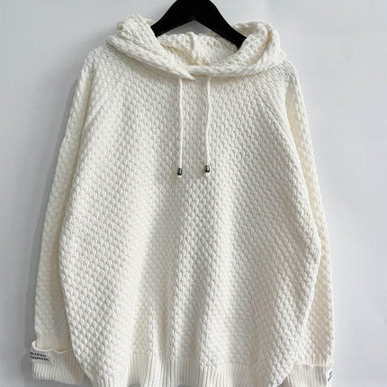 Drawstring Long Sleeve Hooded Sweater - MimiStylez