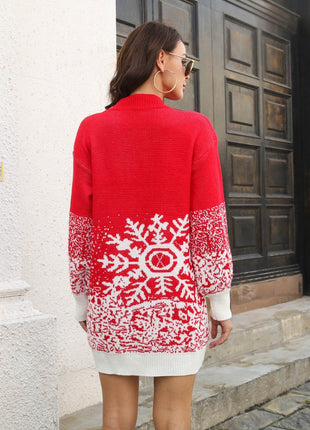 Snowflake Pattern Sweater Dress - MimiStylez