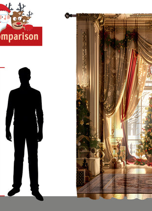2PCs Christmas Curtain 3D Digital Printing