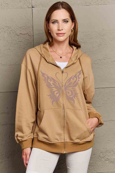 Simply Love Full Size Butterfly Graphic Hoodie - MimiStylez