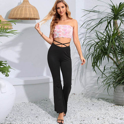 Floral Detail Cropped Tube Top - MimiStylez