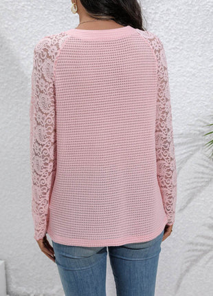 Half Button Raglan Sleeve Blouse - MimiStylez