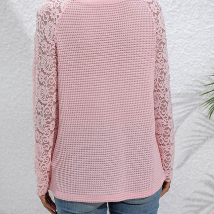 Half Button Raglan Sleeve Blouse - MimiStylez