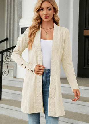 Open Front Long Sleeve Cardigan - MimiStylez