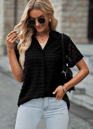 Button Up Short Sleeve Shirt - MimiStylez