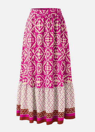 Geometric Elastic Waist Maxi Skirt - MimiStylez