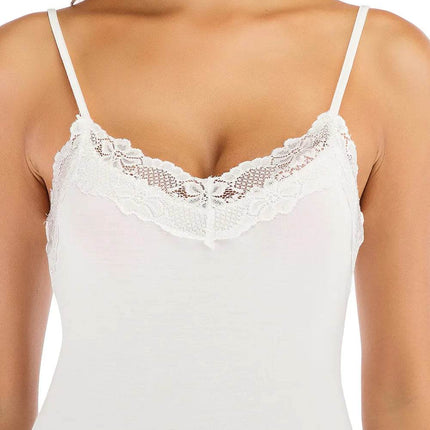 Lace Detail V-Neck Spaghetti Strap Lounge Dress - MimiStylez