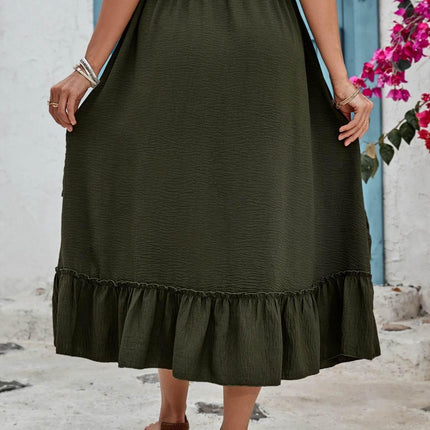 Ruffled Elastic Waist Midi Skirt - MimiStylez