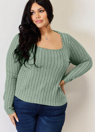 Basic Bae Full Size Ribbed Long Sleeve T-Shirt - MimiStylez