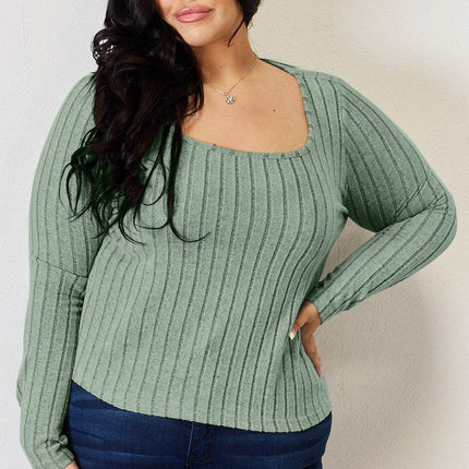 Basic Bae Full Size Ribbed Long Sleeve T-Shirt - MimiStylez