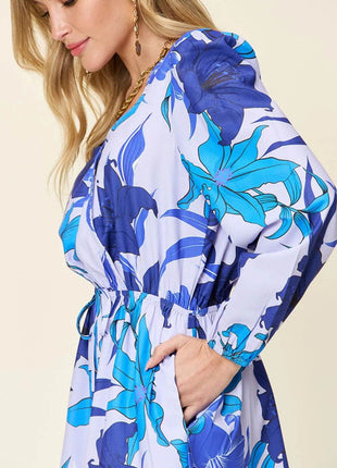 Double Take Full Size Floral Long Sleeve Romper with Pockets - MimiStylez