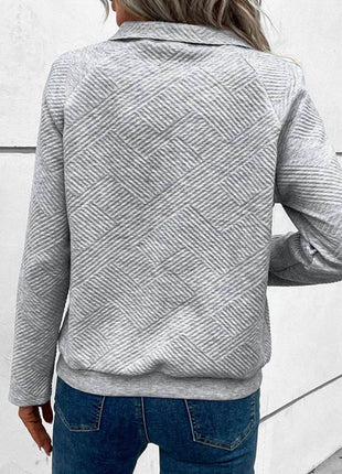 Geometric Snap Button Long Sleeve Sweatshirt - MimiStylez