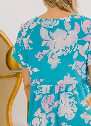 BiBi Floral Crinkle Shirred Ruffle Detail V Neck Dress - MimiStylez