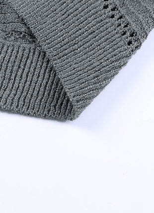 Zip-Up Raglan Sleeve Openwork Hooded Cardigan - MimiStylez