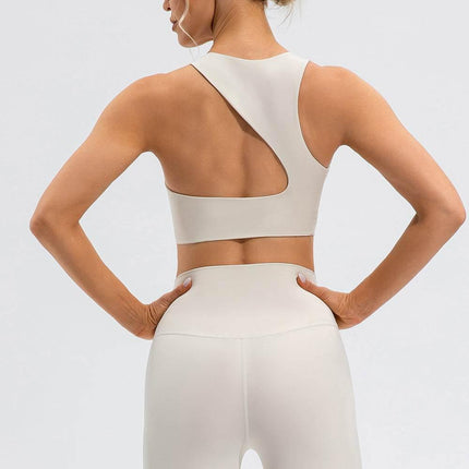 Round Neck Cutout Cropped Active Tank - MimiStylez